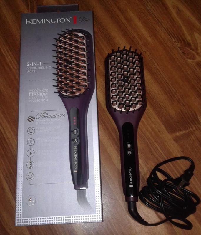 Remington® Pro 2-in-1 Heated Straightening Brush with Thermaluxe™ in Purple  | Bed Bath & Beyond