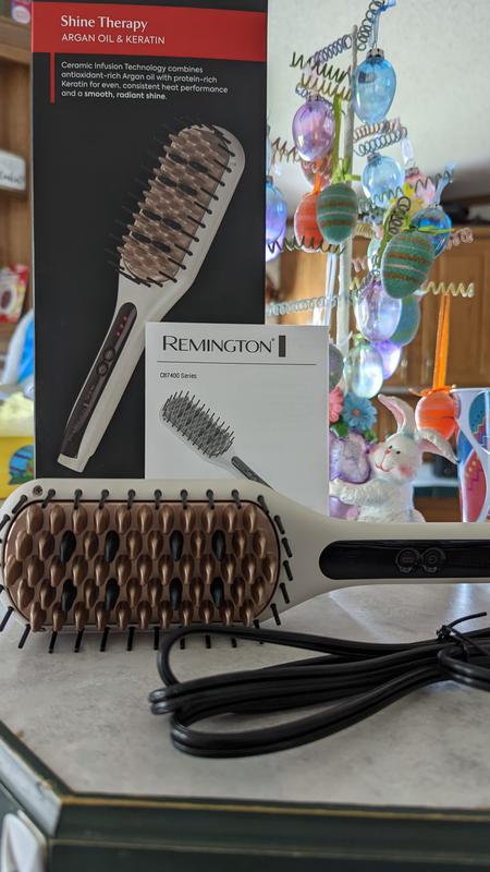 CB7403 SHINE THERAPY Argan Oil Keratin Infused Straightening Brush Heated Styling Brush Paddle Brush Remington