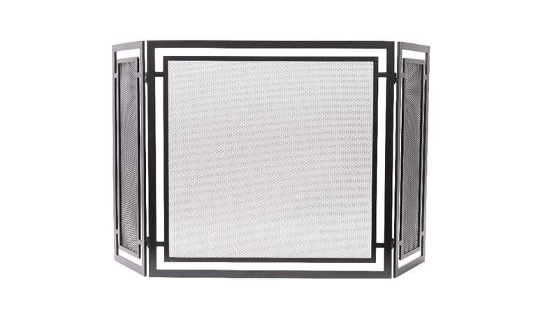 Modern Ember 54.5-in Aged Brass Steel 3 -Panel Flat Fireplace Screen at ...