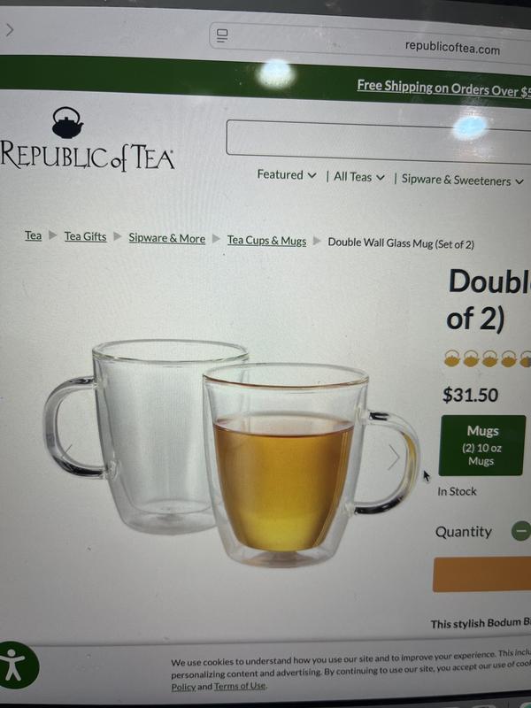 10 oz Double Wall Glass Mug (Set of 2)  The Republic of Tea