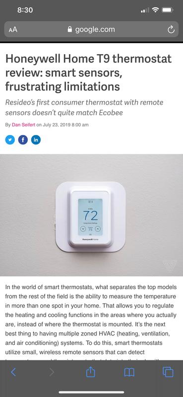 Honeywell Home T9 thermostat review: smart sensors, frustrating limitations  - The Verge