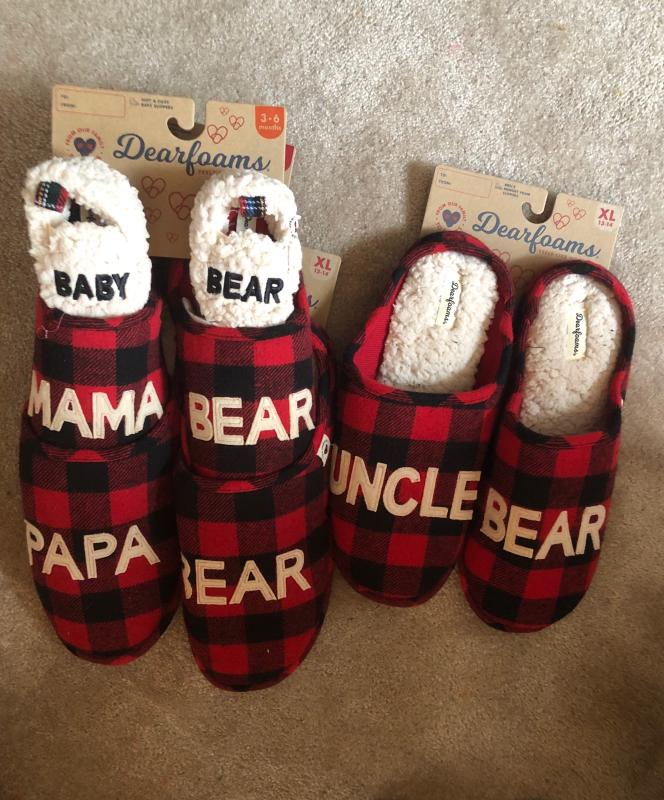 women's dearfoams mama bear plaid clog slippers