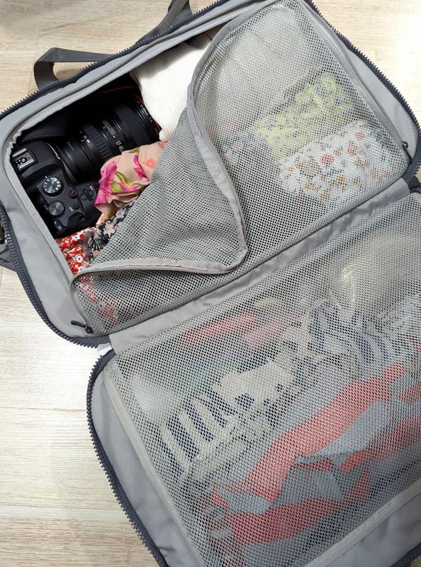 I was able to fit 14 dresses, camera, makeup bag, laptop, and more!