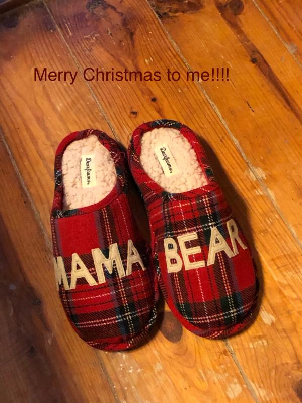 women's dearfoams mama bear plaid clog slippers