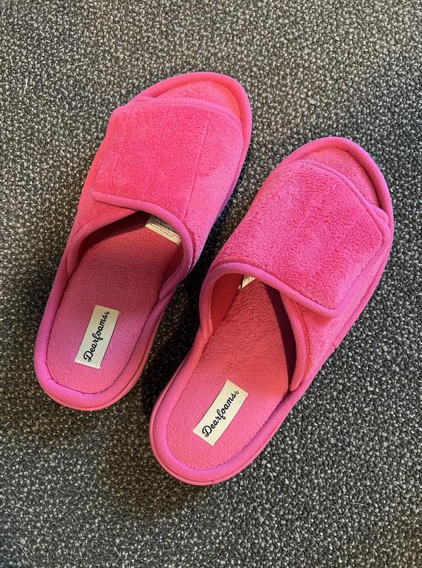 Dearfoams® Mickey Adjustable Terry Slippers, Memory Foam, Machine