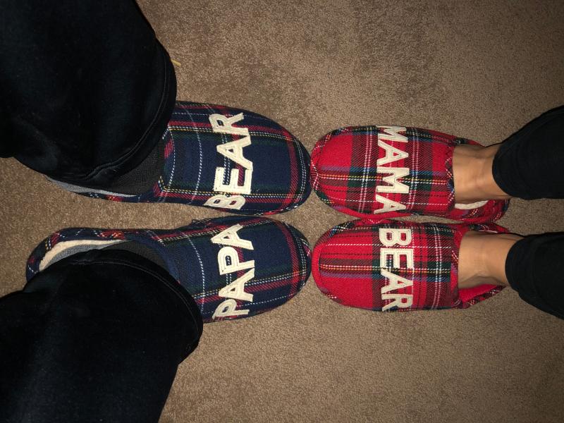 Men s Papa Bear Plaid Clog Slipper