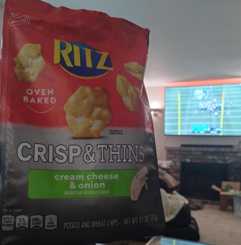 RITZ Crisp and Thins Cream Cheese and Onion Chips, 7.1 oz