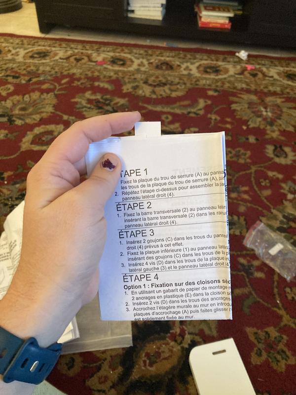 This strip of paper folded up into the instructions tells you exactly where to put the drywall screws. So helpful