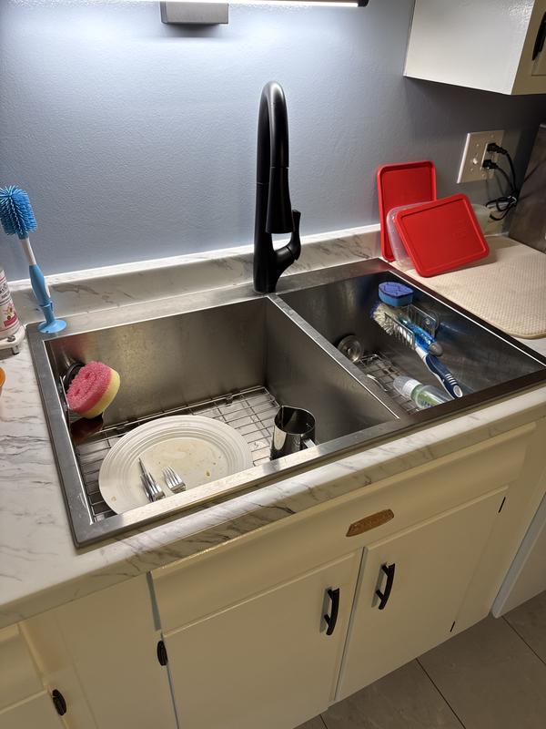 食器 159 Ruvati 33-inch Drop-in Low Platform-Divide Zero Radius 60/40