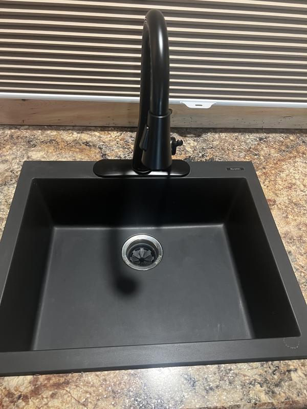 Ruvati epiGranite Undermount 30-in x 17-in Midnight Black Granite