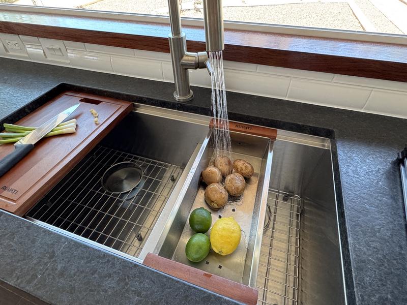 その他 Sank-Latte Ruvati 28-inch Workstation Sink 60/40 Double Bowl Undermount