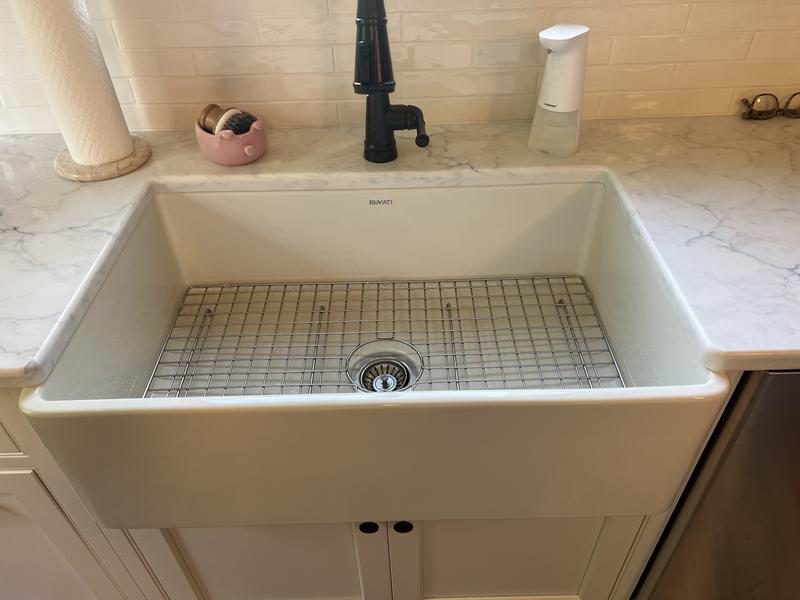 Ruvati 30 inch Fireclay Workstation White Farmhouse Kitchen Sink