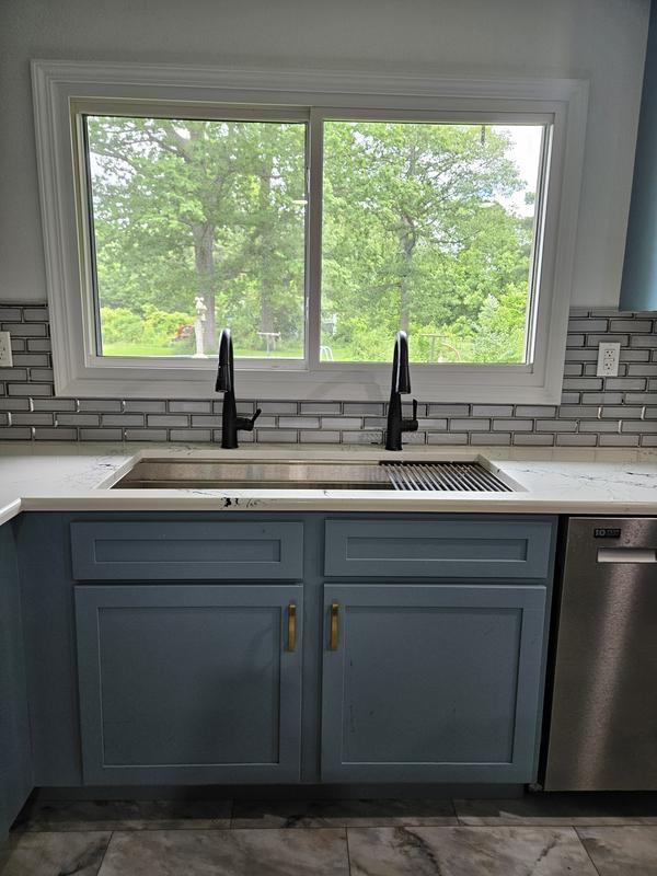 Ruvati 57-inch Dual-Tier Workstation Large Barndominium Kitchen