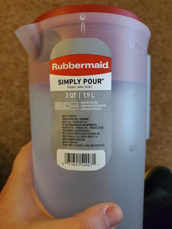 Rubbermaid 2 Qt. Simply Pour Plastic Pitcher with Multi-Function