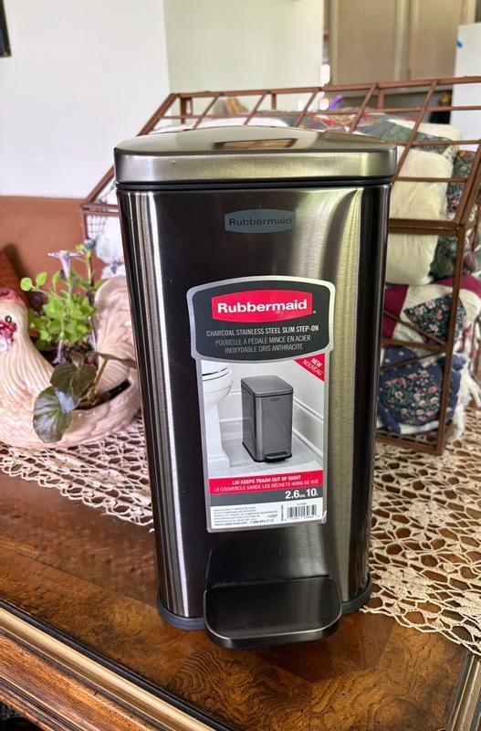 Rubbermaid 2.6-Gallon Charcoal Metal Indoor Step Trash Can 2179281