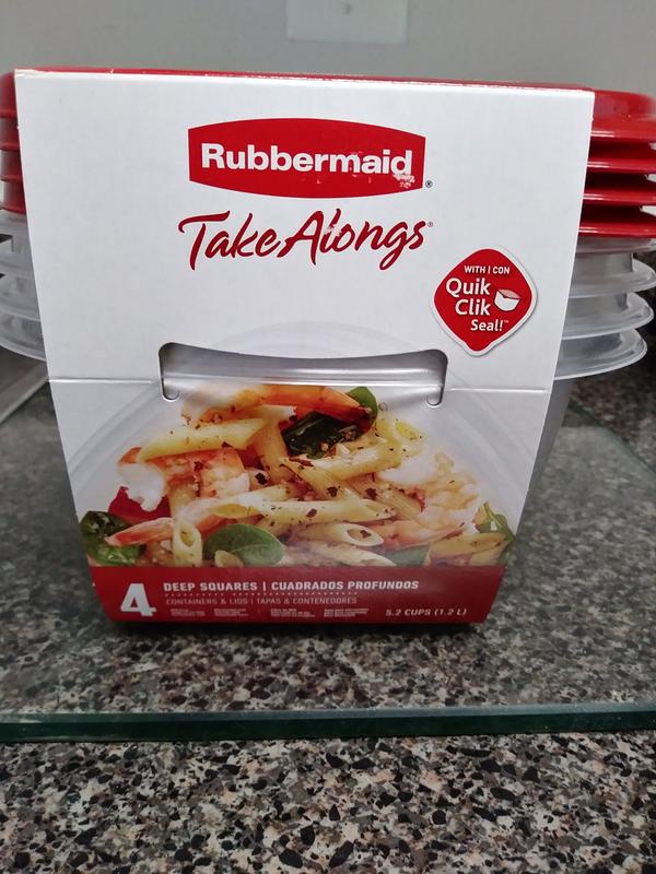 Rubbermaid Take Alongs Containers + Lids, Extra Deep Squares, 7 Cups - 2 sets