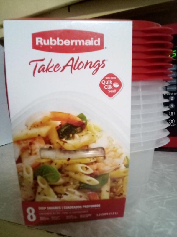 Rubbermaid Take Alongs Containers & Lids, Deep Squares, 5.2 Cups
