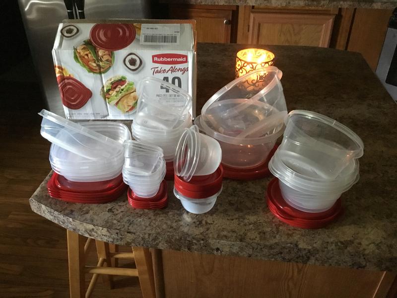 Rubbermaid TakeAlongs 40 Piece Food Storage Set, Red, Total of 12.6 Qts -  Yahoo Shopping