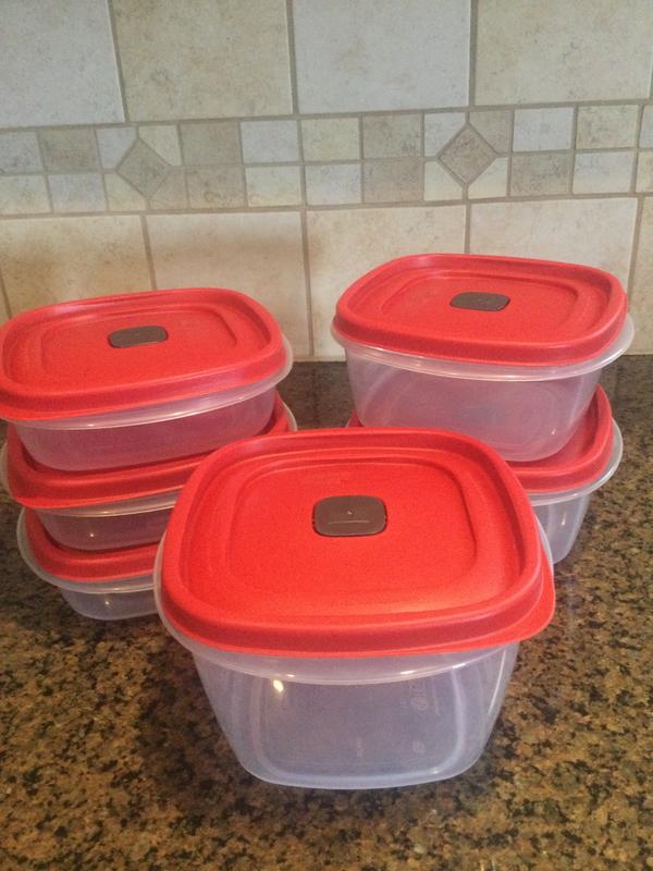Rubbermaid Easy Find Replacement 7J64 Red Lid 6 1/2 Food Container Clean!  Tight