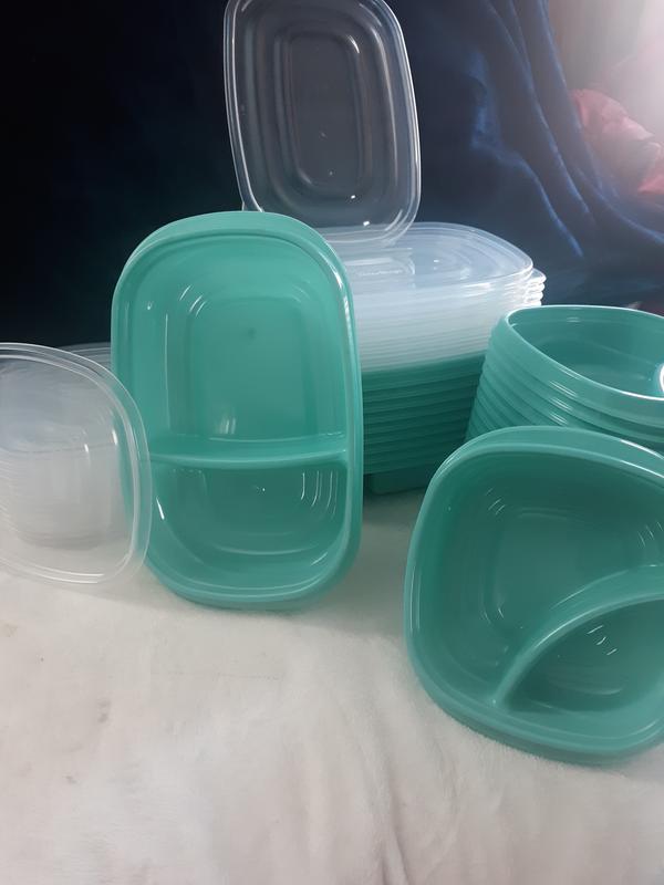 Rubbermaid TakeAlongs 2.9 Cup On the Go Square Food Storage Containers, Set  of 4, Teal Splash 