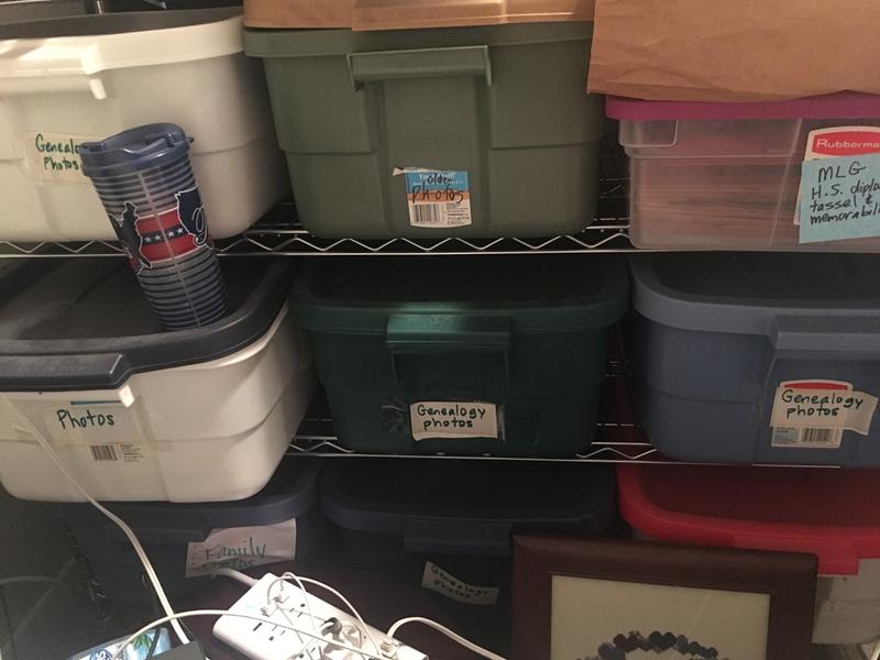 One of many racks organized by Rubbermaid Shatter Resistant Roughneck Totes Storage Bins 10 and 18 gallon sizes