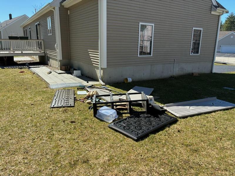 Destroyed shed after 60 miles/hr windstorm, sides broken out of screws, cannot be reassembled