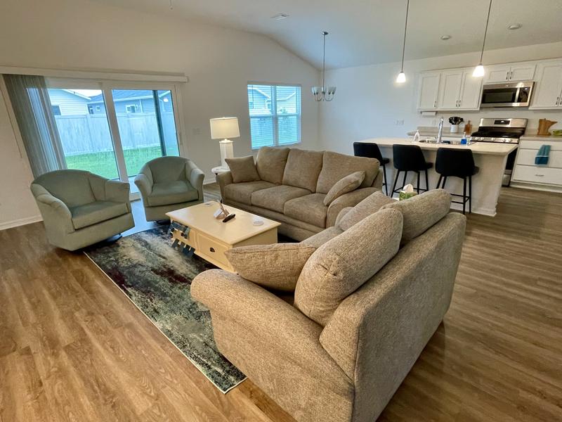 New rug with paint samples for the coffee table.