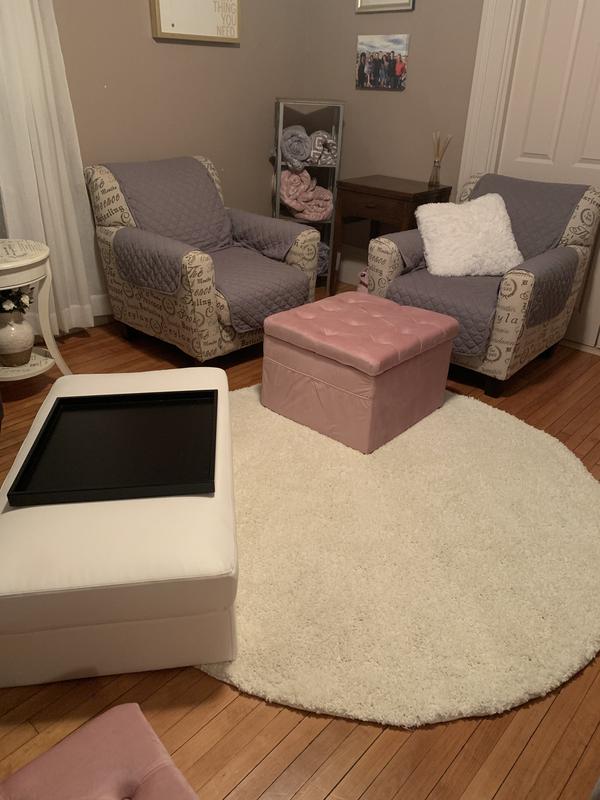 6’ white shag rug with luxe pad underneath