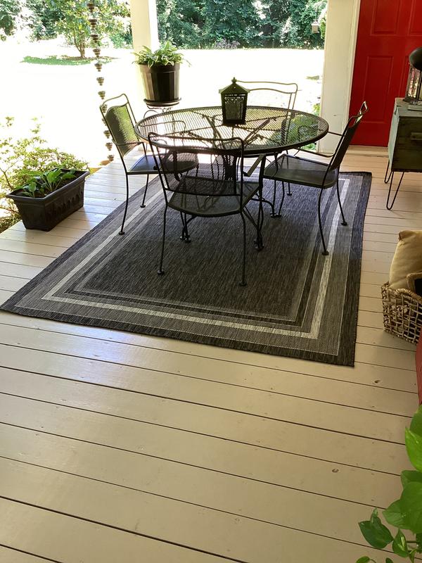 Blue 2' x 8' Border Indoor / Outdoor Runner Rug | Rugs.com