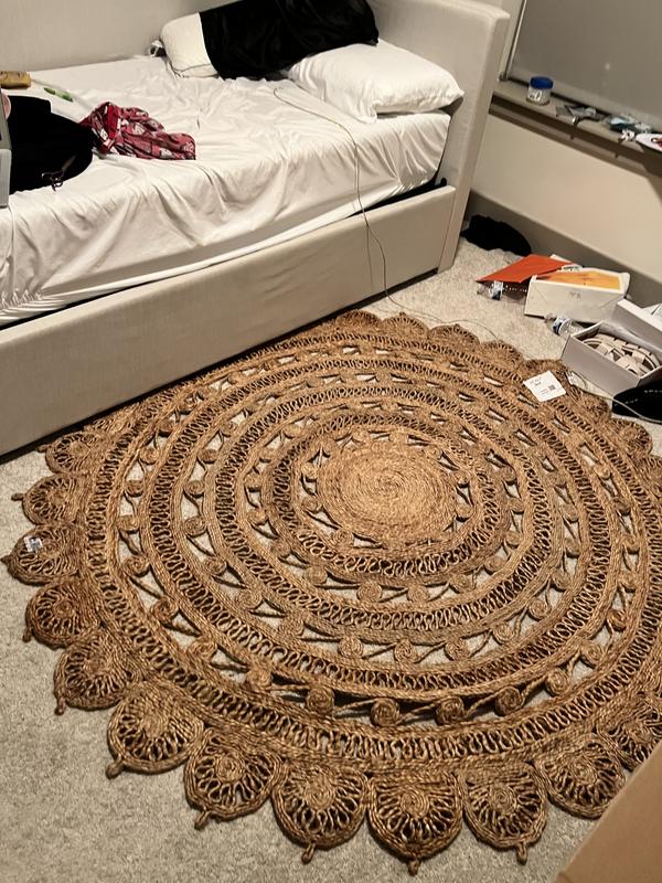 Unique Loom Braided Jute 6 x 6 (ft) Braided Jute Natural Round Indoor ...