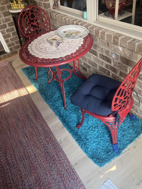 Put it under my table in in my sunroom, so our table wouldn’t make marks on my floor.