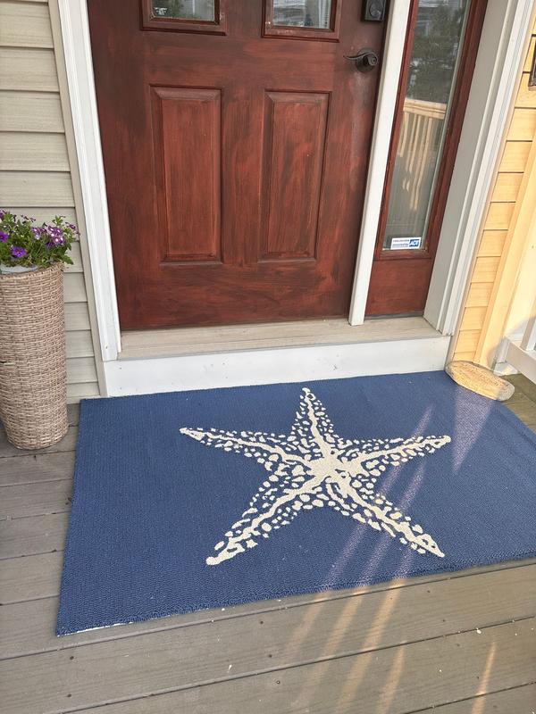 nuLOOM 3 X 5 (ft) Navy Indoor/Outdoor Animal Print Coastal Area Rug ...