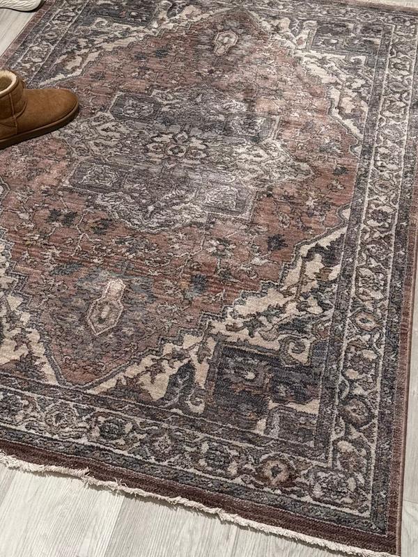 nuLOOM Faded Medallion Fringe 4ft. x 6ft. Rust Area Rug in the Rugs ...