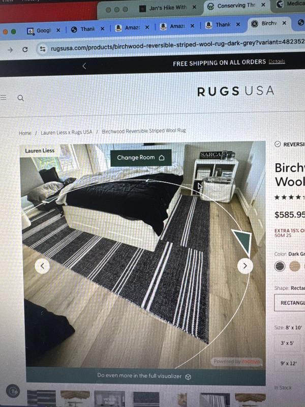 nuLOOM Birchwood Reversible Striped Wool 4ft. x 6ft. Dark Grey Area Rug ...