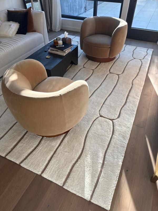 nuLOOM Nazco Abstract New Zealand Wool 2ft. 6in. x 8ft. Cream Area Rug ...