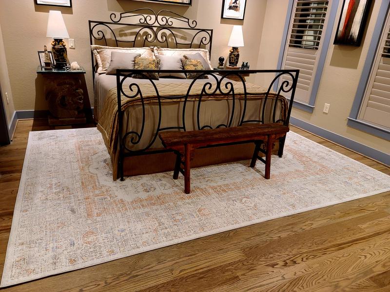 nuLOOM Jacquie Vintage Floral Silver 8 ft. x 10 ft. Area Rug