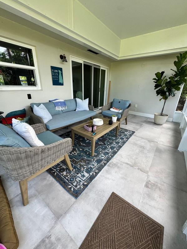 nuLOOM Jamie Indoor/Outdoor Reversible 4ft. x 6ft. Cream and Blue Area ...