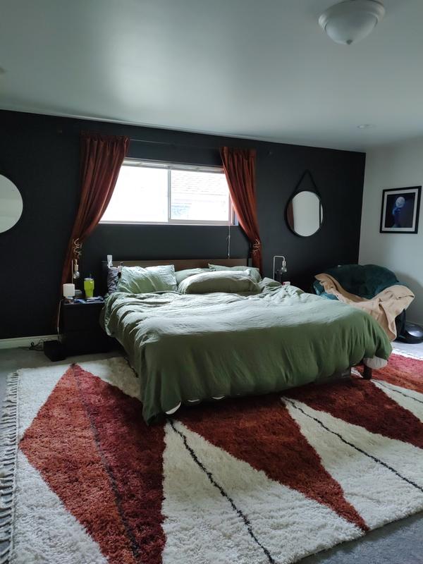 I have a 9x12 for a king bed in overly large bedroom. I think if I had a smaller place 8x10 is what I would have went with