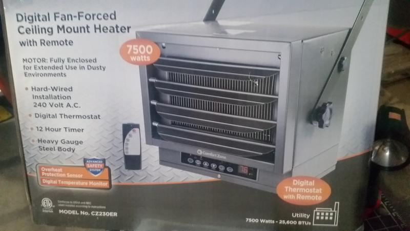 Comfort Zone 240v 7500w Garage Heater Cz230er