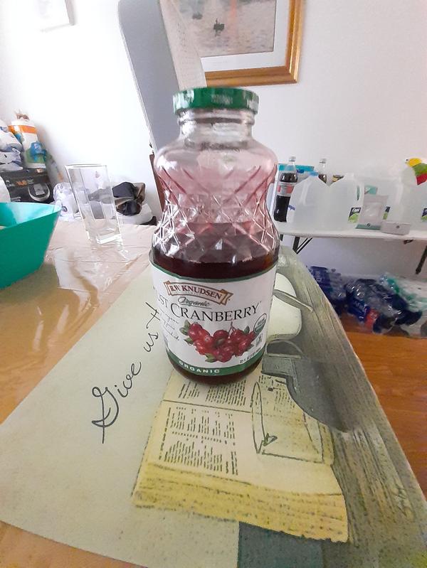 R.W. Knudsen Family Just Cranberry Juice, 100% Juice, 32 oz, Glass