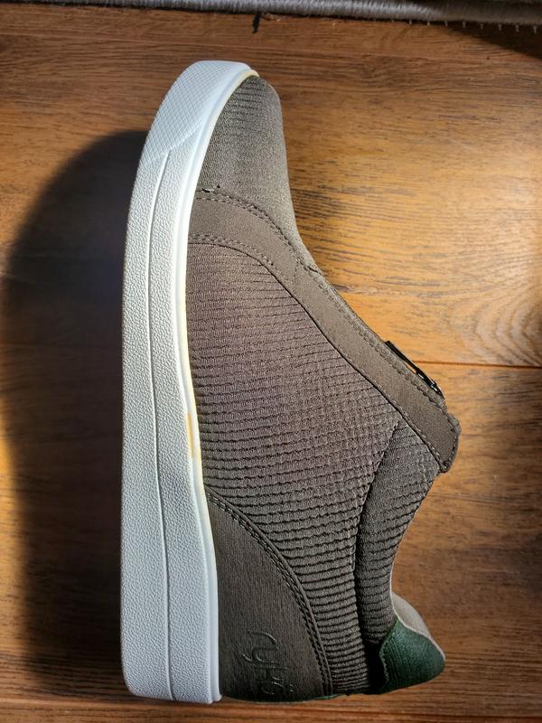 in the middle of the shoe and at the toes