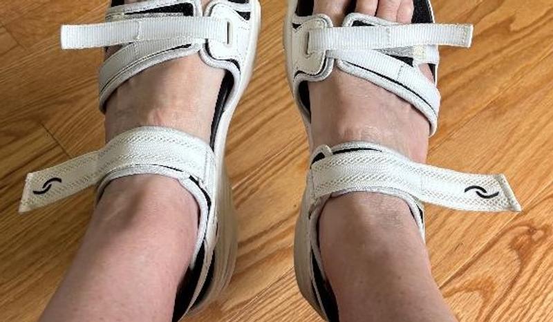 The sandals have ridiculously LONG straps         Looks like my feet have wings.  And these cannot be returned.
