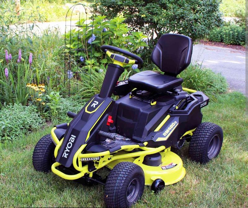 Ryobi 38 inches 100 ah battery store electric rear engine riding lawn mower ry48111