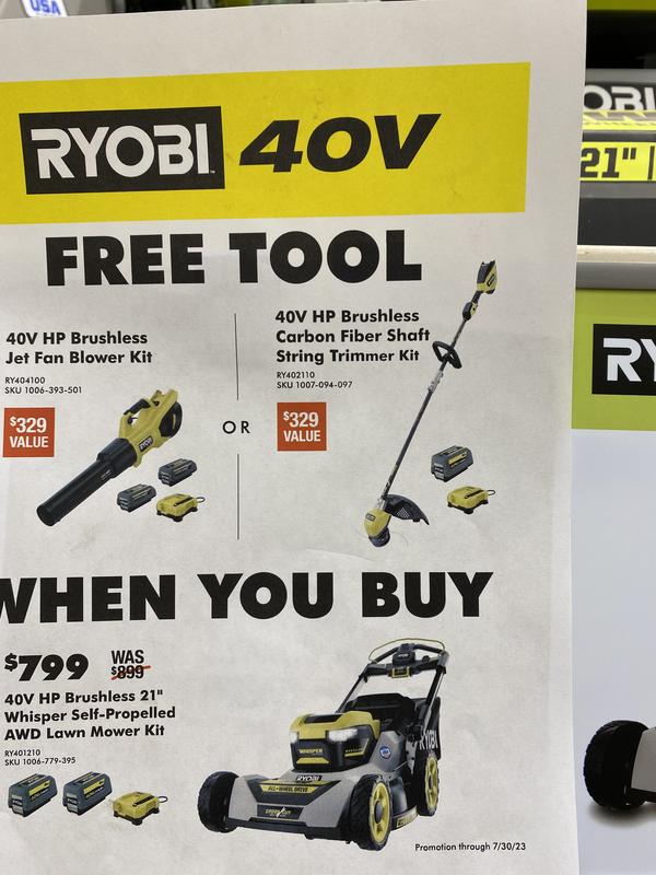 40V HP BRUSHLESS WHISPER SERIES SELF-PROPELLED - RYOBI Tools