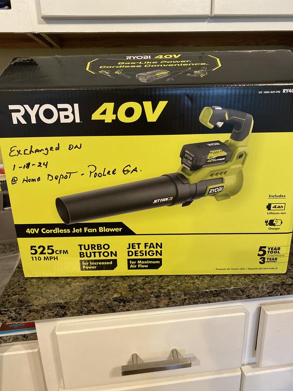 40V HP BRUSHLESS 650 CFM WHISPER SERIES BLOWER KIT RYOBI Tools