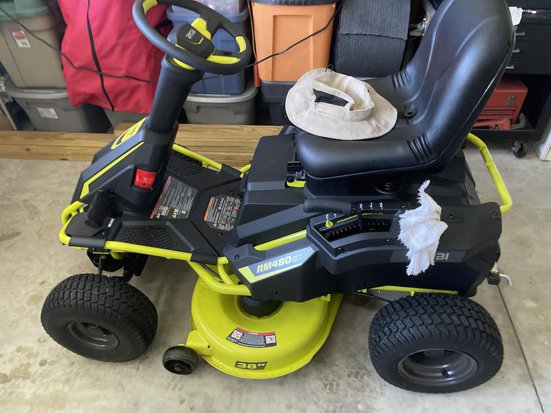 Ryobi sit down lawn mower hot sale