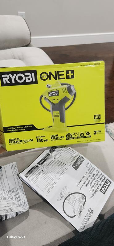 Ryobi one+ 18v high discount pressure inflator with digital gauge