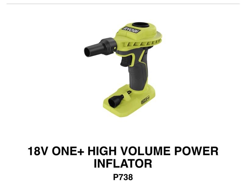 18V ONE High Volume Power Inflator RYOBI Tools