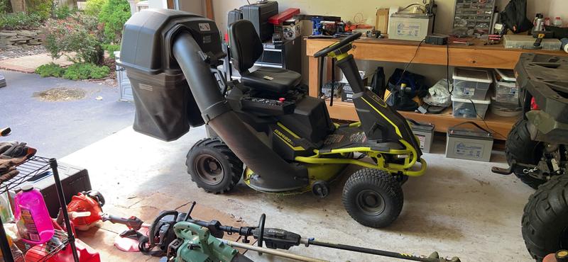 38 75 AH Electric Riding Lawn Mower RYOBI Tools