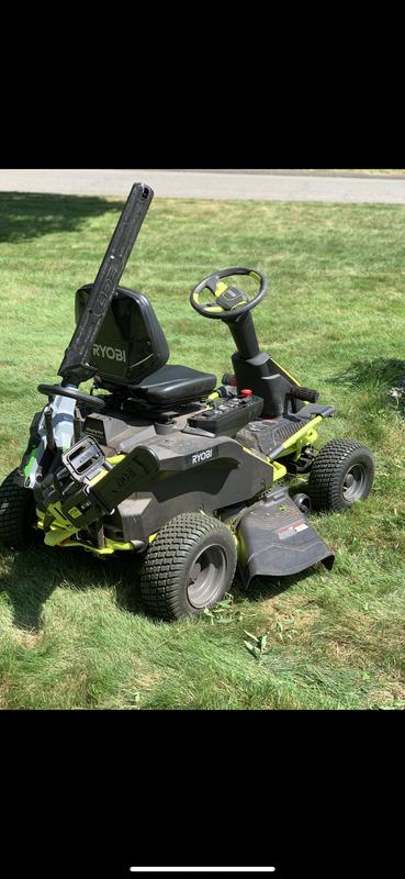  Ryobi 38 inches 100 Ah Battery Electric Rear Engine Riding  Lawn Mower RY48111 : Patio, Lawn & Garden